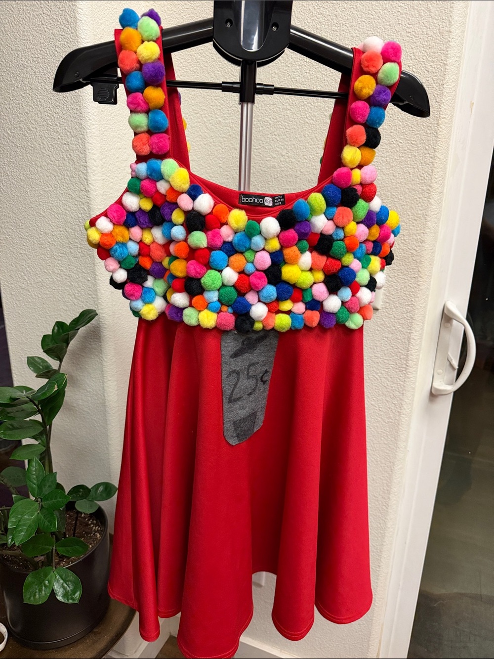 boohoo Night Gumball Machine Halloween Costume Dress 8/M DIY Pom Pom
